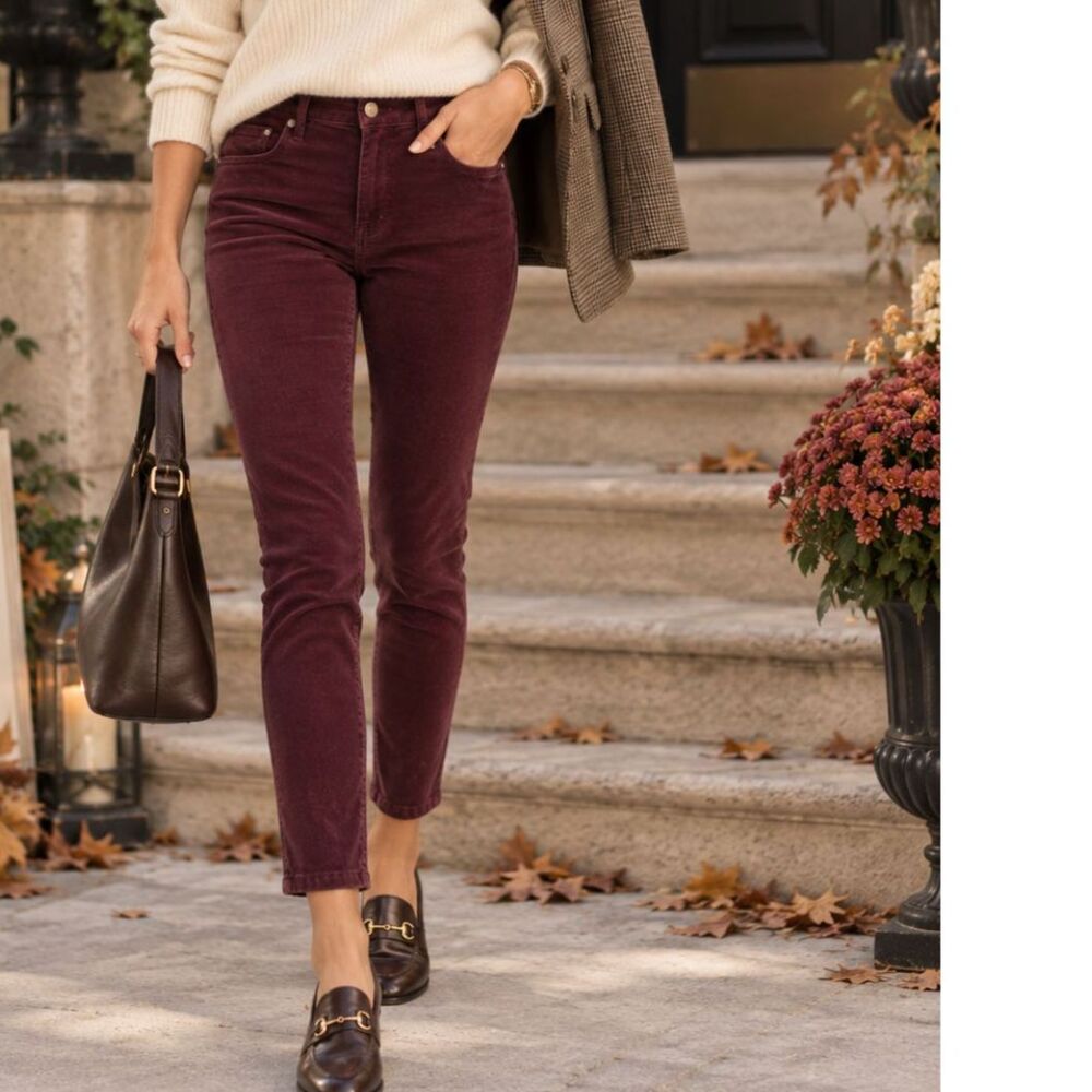 GAP Burgundy Premium Skinny Corduroy Pants Size 2 Dark Academia